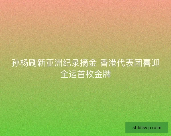 孙杨刷新亚洲纪录摘金 香港代表团喜迎全运首枚金牌